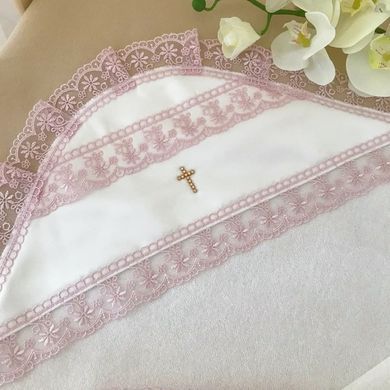 Крижма для хрещення з куточком Чарівна світлинка подвійна Махра Молочний/пудра 75х100 см BetiS