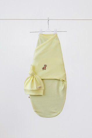 Євро пелюшка кокон на липучках з шапочкою Purl Жирафа MagBaby