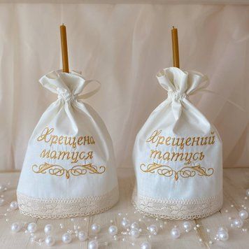 Аксесуари для церковних свічок &laquo;Янгол&raquo; для хрещених батьків, захист від воску, 2 шт. Молочний/золото