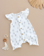 Муслиновый песочник с рюшами для девочки Веточки на белом Muslin Baby