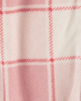 Флисовый комбинезон для девочки с капюшоном и аппликацией Розовая клетка Картерс