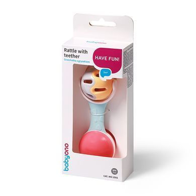 Игрушка погремушка с прорезывателем для малышей 3М+ Гантеля BabyOno