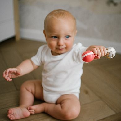 Игрушка погремушка с прорезывателем для малышей 3М+ Гантеля BabyOno