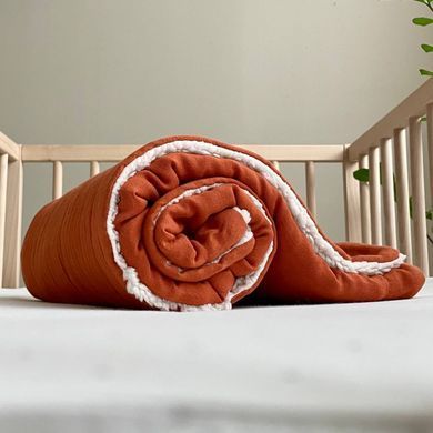 Теплый детский плед, муслин на меху Teddy Терракот 80х100 см Baby Chic